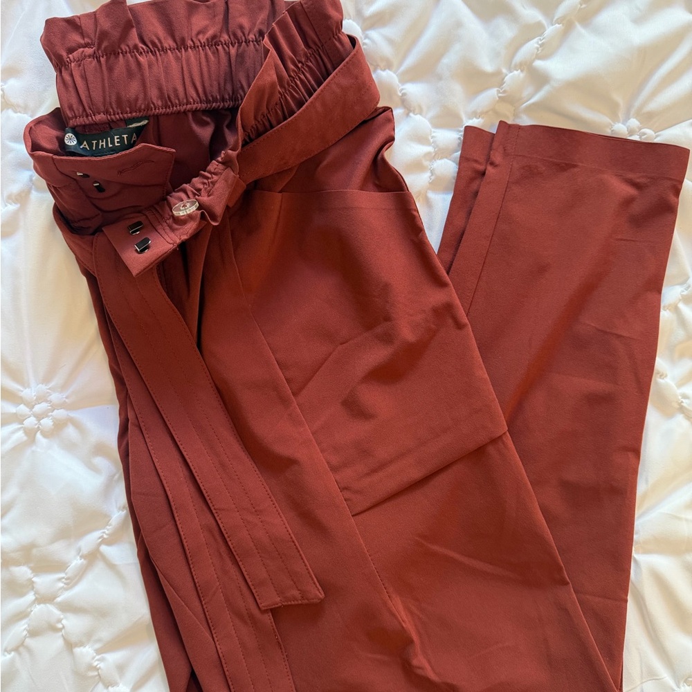 Athleta Paperbag Waist Pants High Rise Tie Waist Casual Travel Pants Size 2
